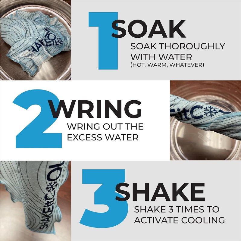 SHAKEitCOOL Original Cooling Towel – Be Cool in Style - Heat Relief, Soft, Lightweight, Sun Protection, Easy Clean - Perfect for Biking, Running, Yoga, Gym, Gardening - Green Scale - Image 5